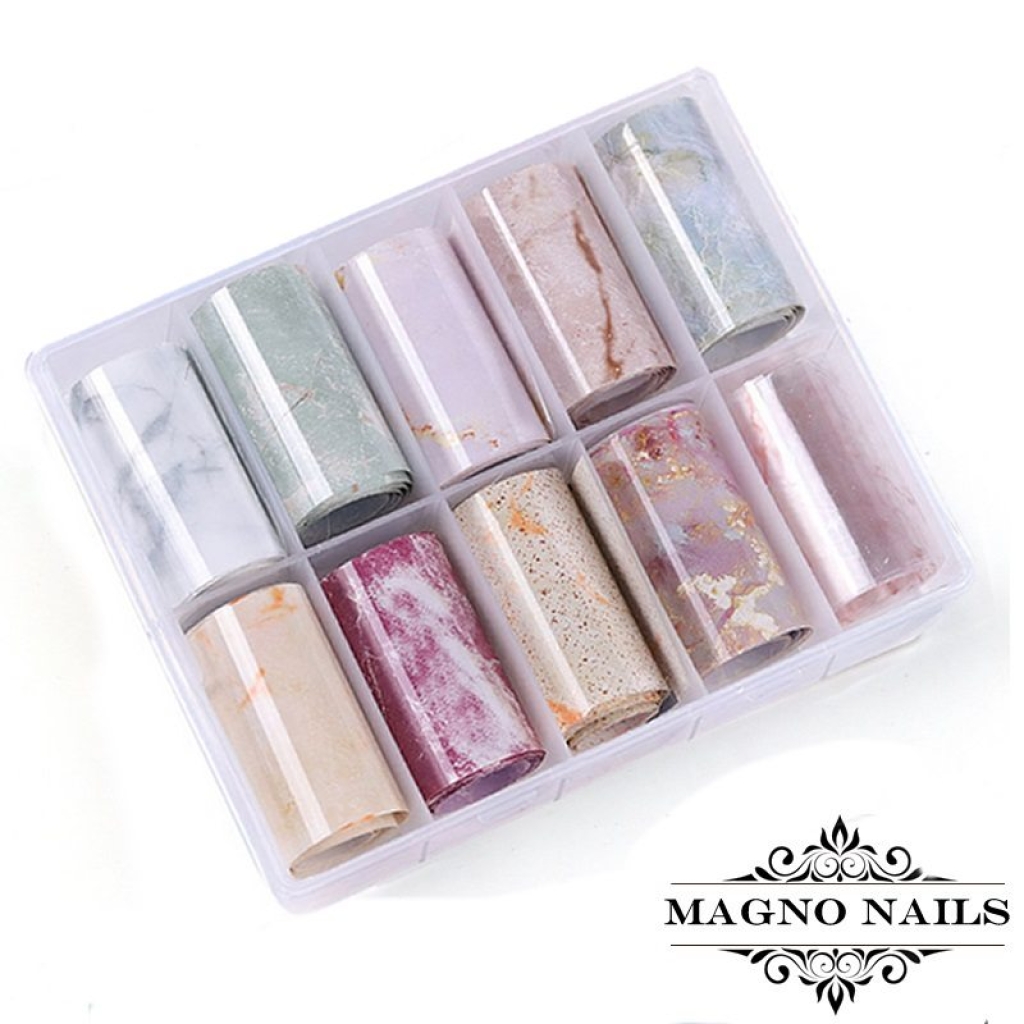 Nail Art Transfer Folien Set  - Marble Nagelfolie Nageldesign Folie Tranferfolie Nailart