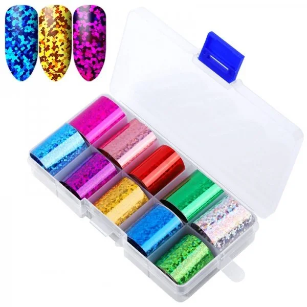 Nail Art Transfer Folien Set - Metallic Dots Nagelfolie Nageldesign Folie Tranferfolie Nailart