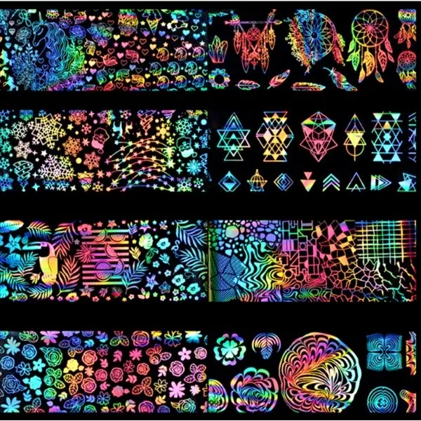 Nail Art Transfer Folien Set - Holographic - klein Nagelfolie Nageldesign Folie Tranferfolie Nailart