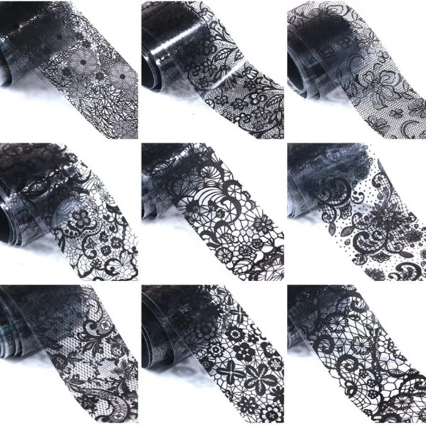 Nail Art Transfer Folien Set - Lace black Nagelfolie Nageldesign Folie Tranferfolie Nailart