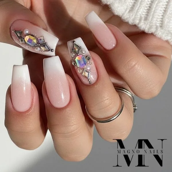 Luxus Nägel mit Rosa Star Glitzer - Nageldesign Ideen