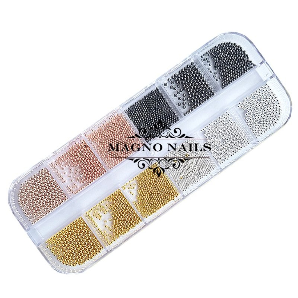 3D - Glasperlen Set - Glas Beads  in 4 Farben Nail Art Nailart Schmuck