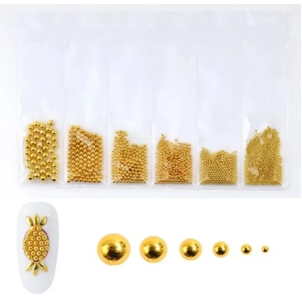 Nail Art Glasperlen - in 6 Größen gold Nägel Nail art Nailart Nageldesign Nagel