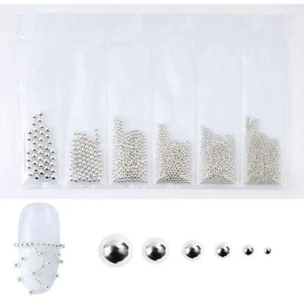 Nail Art Glasperlen - in 6 Größen silber Nägel Nail art Nailart Nageldesign Nagel