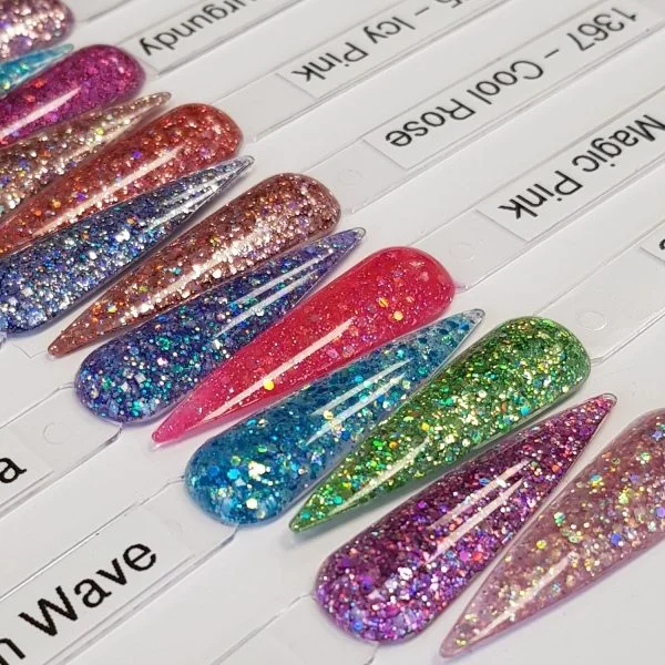 Nail Bunte Glitter Gele - Lila Blau Rot Violett Mixglitter Grün