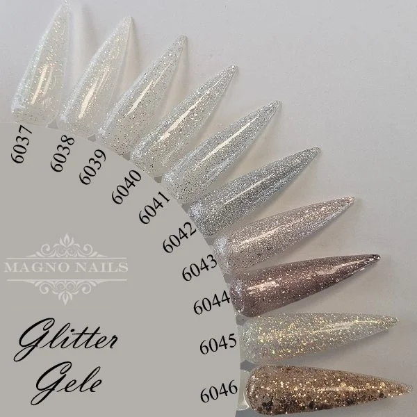 Übersicht Glitter Gele - Color Chart - Farbkarte