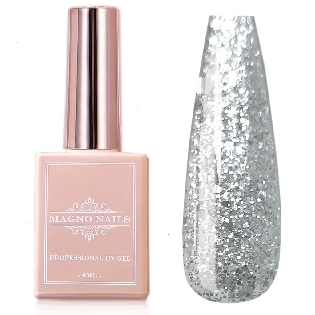 UV Gel - 6007 - Glitter Gel Lack - Silver Frost