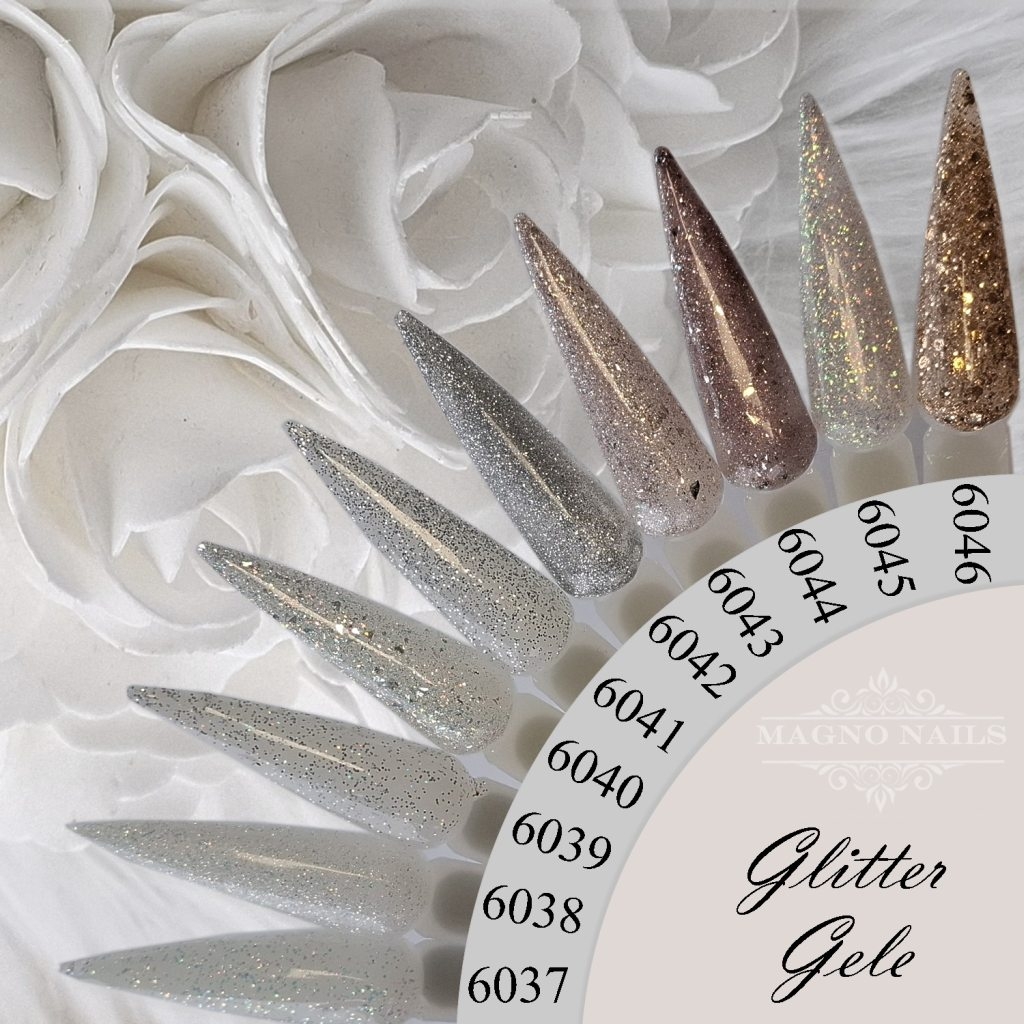 Silver Nude Glitter Gele - Color Chart - Farbkarte