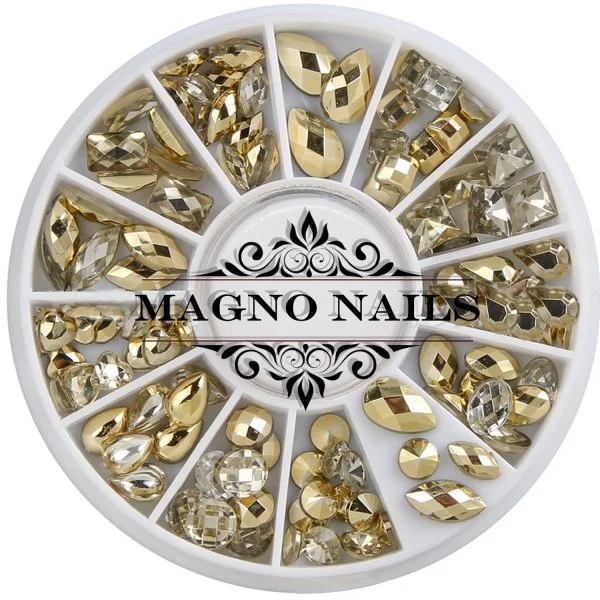 3D - Einlegemotive - Strasssteine - Overlays gold Nail Art Nailart Schmuck