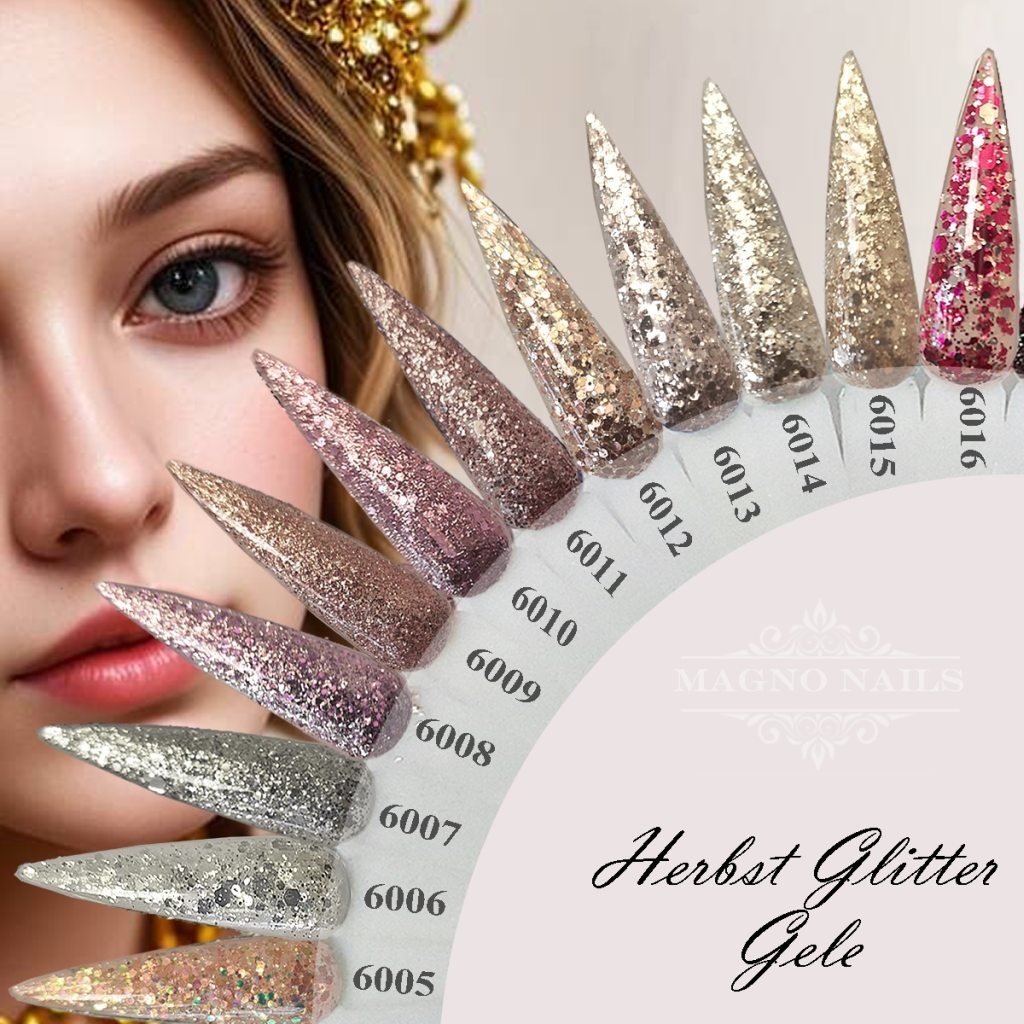 Herbst Glitter Gele  mit Pailetten