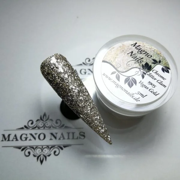 UV Gel - 1905 - Chrome Glitter Glam Gel - Vegas Gold