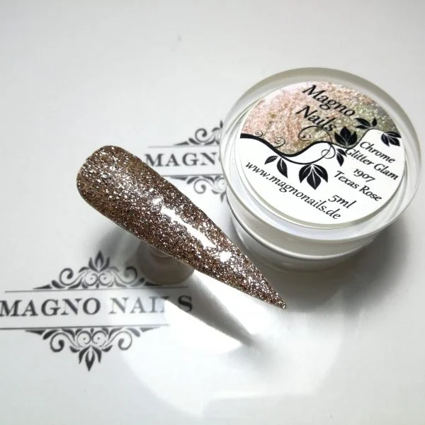 UV Gel - 1907 - Chrome Glitter Glam Gel - Texas Rose