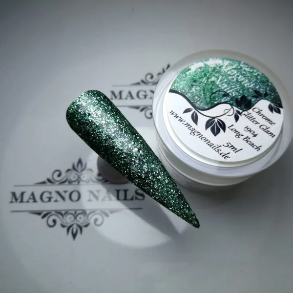 UV Gel - Grün Glitzer - Chrome Glitter Glam Gel - Long Beach