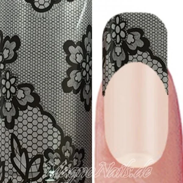 Nail Art Transfer Folie 1m - Nail Foil - Lace Black Nagelfolie Nageldesign Folie Tranferfolie Nailart