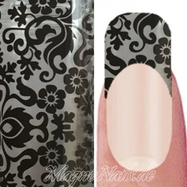 Nail Art Transfer Folie 1m - Nail Foil - Lace Black Nagelfolie Nageldesign Folie Tranferfolie Nailart