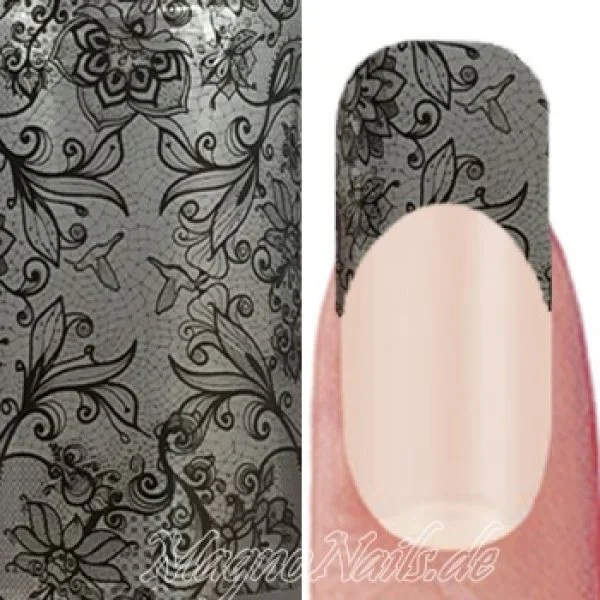 Nail Art Transfer Folie 1m - Nail Foil - Lace Black Nagelfolie Nageldesign Folie Tranferfolie Nailart