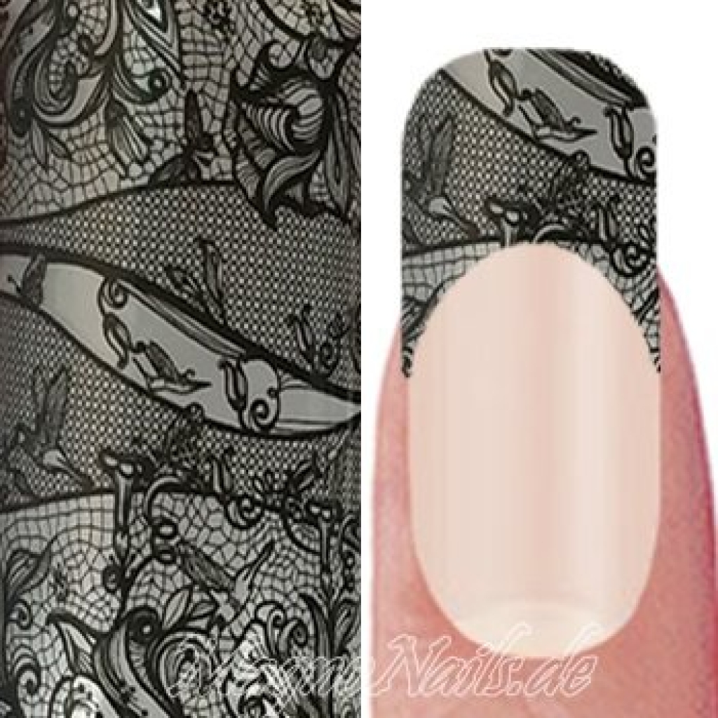 Nail Art Transfer Folie 1m - Nail Foil -  Lace Black Nagelfolie Nageldesign Folie Tranferfolie Nailart