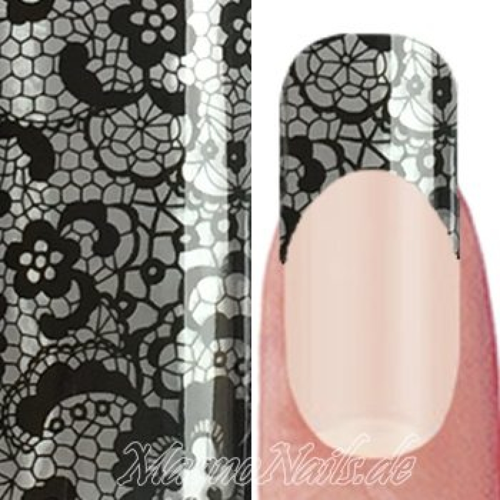 Nail Art Transfer Folie 1m - Nail Foil -  Lace Black Nagelfolie Nageldesign Folie Tranferfolie Nailart