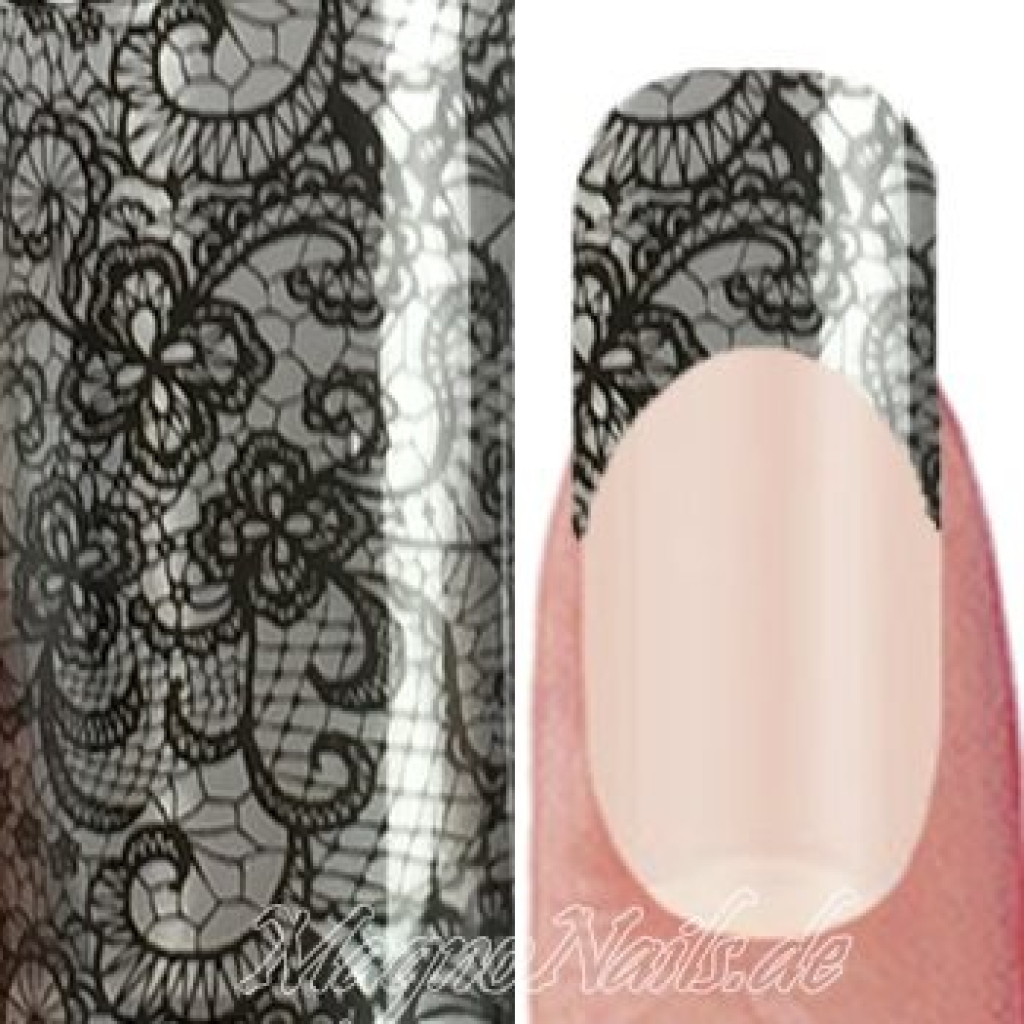 Nail Art Transfer Folie 1m - Nail Foil -  Lace Black Nagelfolie Nageldesign Folie Tranferfolie Nailart