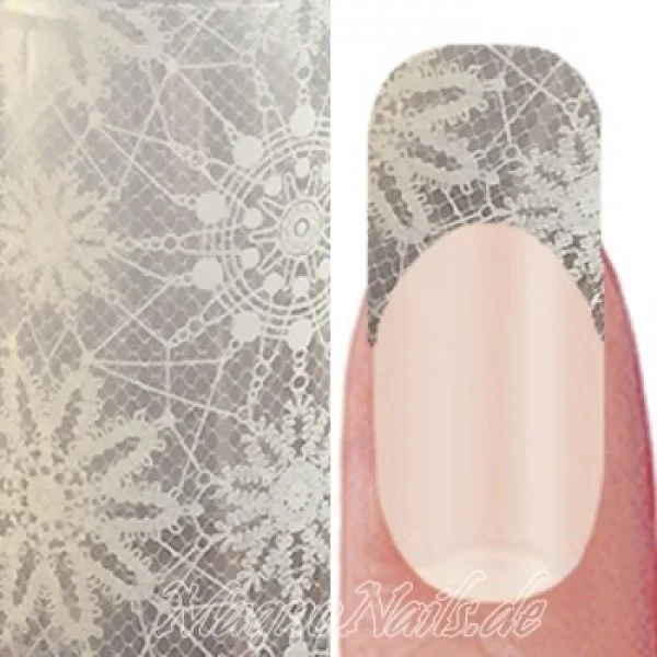 Nail Art Transfer Folie 1m - Nail Foil - Lace White Nagelfolie Nageldesign Folie Tranferfolie Nailart