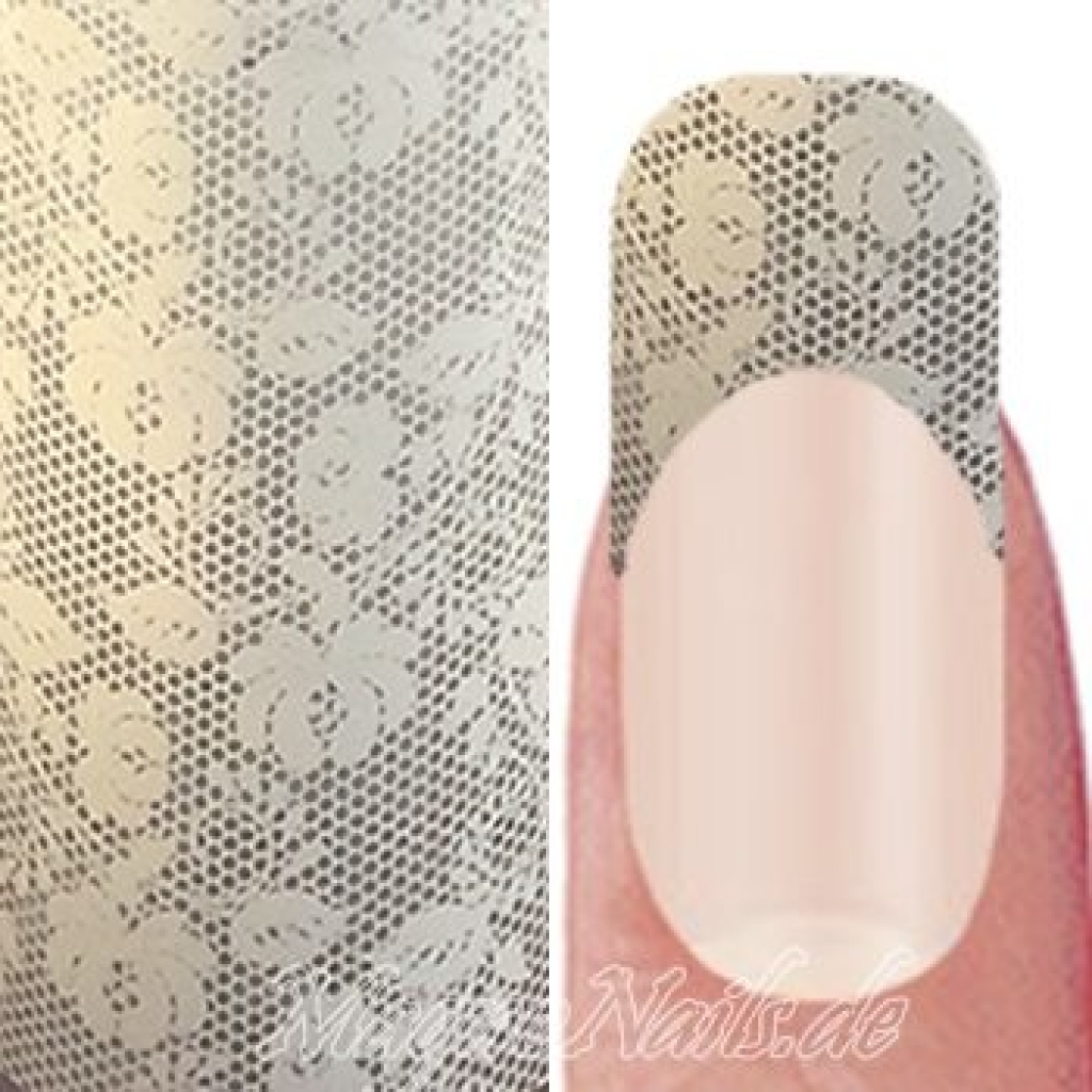 Nail Art Transfer Folie 1m - Nail Foil -  Lace White Nagelfolie Nageldesign Folie Tranferfolie Nailart