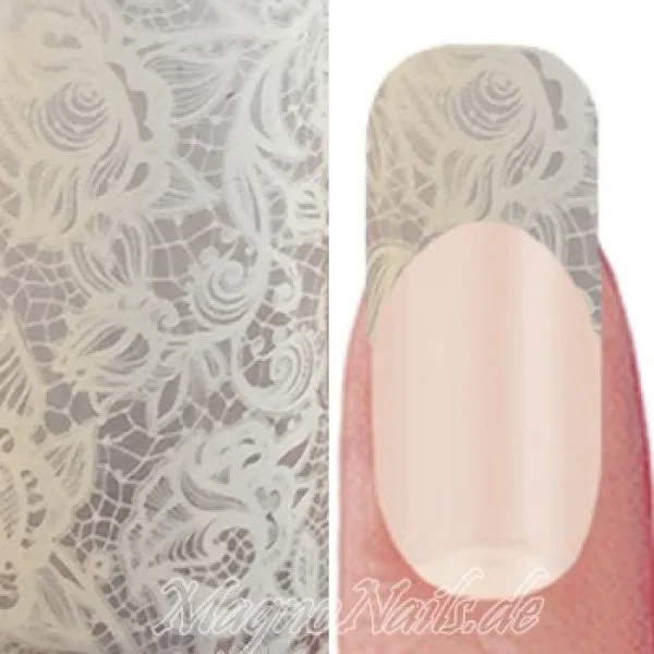 Nail Art Transfer Folie 1m - Nail Foil - Lace White Nagelfolie Nageldesign Folie Tranferfolie Nailart