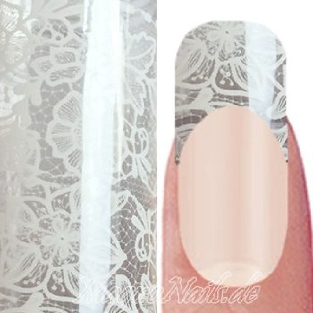 Nail Art Transfer Folie 1m - Nail Foil -  Lace White Nagelfolie Nageldesign Folie Tranferfolie Nailart