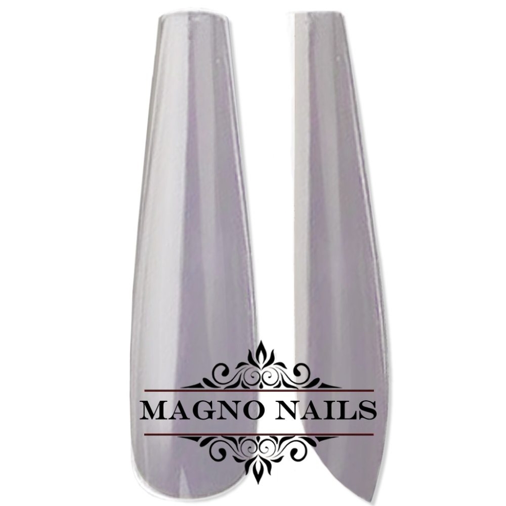 500 x Long Fullcover Ballerina Tips in einer Box klar Full Cover Nageltips