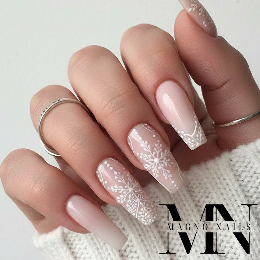 Hellrosa Cover Make Up Nägel mit Schnörkel