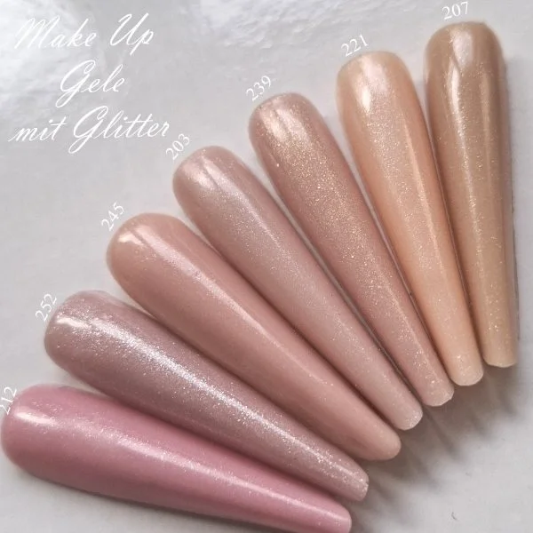 Farbpalette Make UP Gele Weiß Beige Nude Vergleich Nägel Nageltips