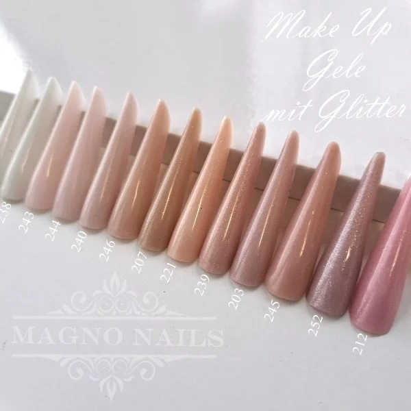 Farbpalette Make UP Gele Weiß Beige Nude Vergleich Nägel Nageltips