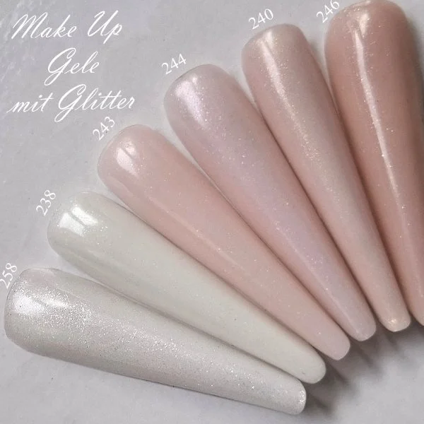 Farbpalette Make UP Gele Weiß Beige Nude Vergleich Nägel Nageltips