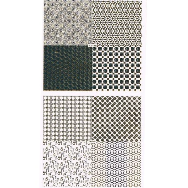 3D Full Cover Metallic Sticker Set - schwarz - gold Selbstklebende Nagelaufkleber Nagelsticker