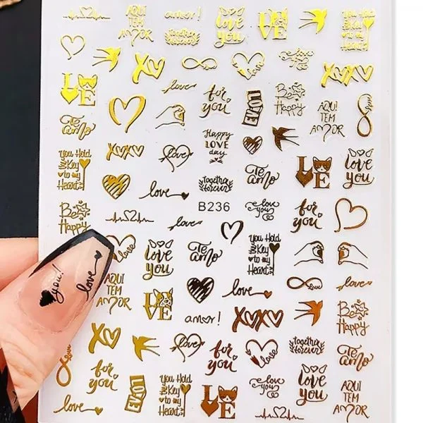 3D Metallic Nail Sticker - gold - B236