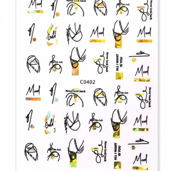 3D Metallic Sticker - schwarz - gold - C401