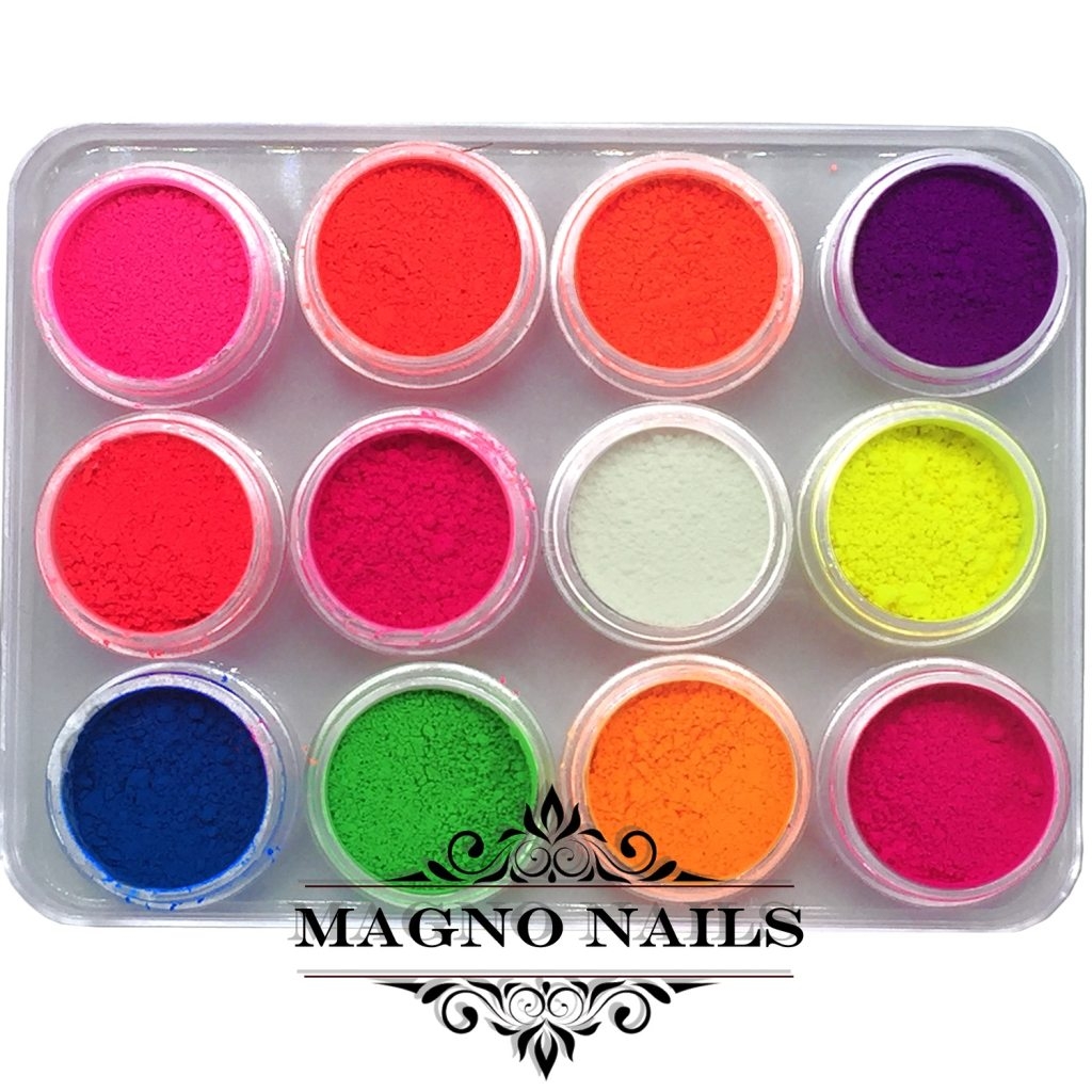 Neon Pigmente Set 12-Teilig Nageldesign Nägel Schmuck Nails 