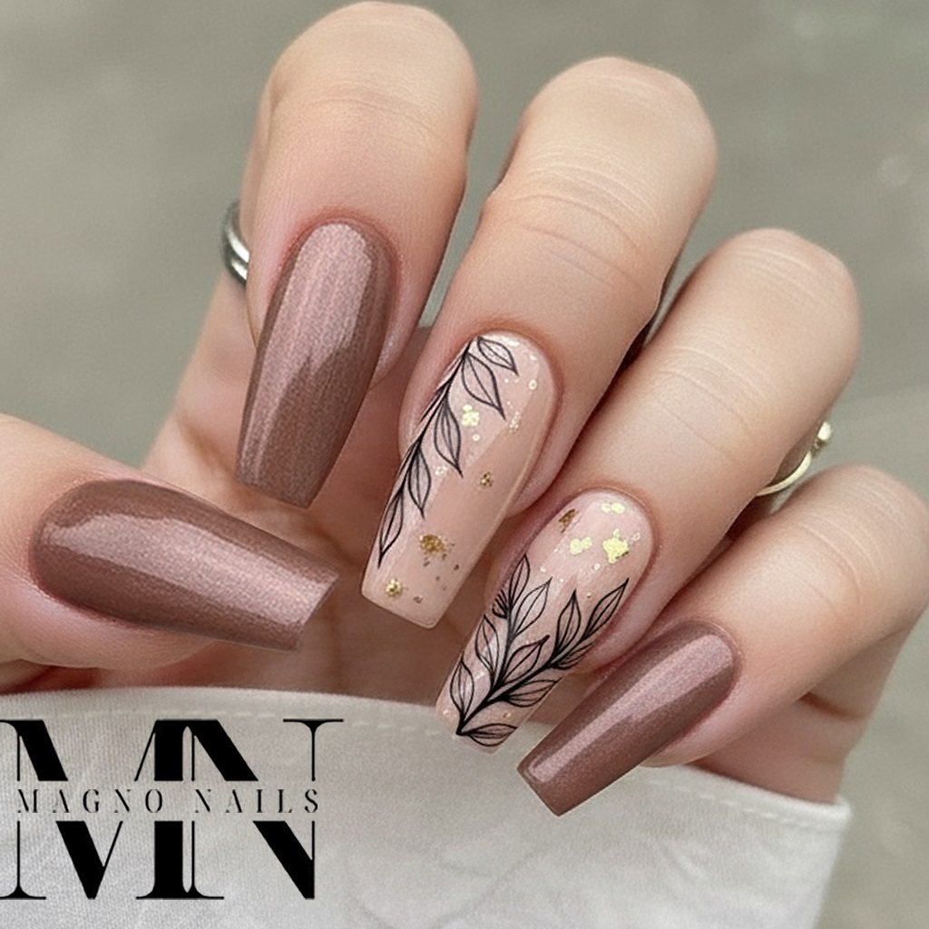 Perl Metallic Gel Nude - Perlmutt Braun Herbst Nägel