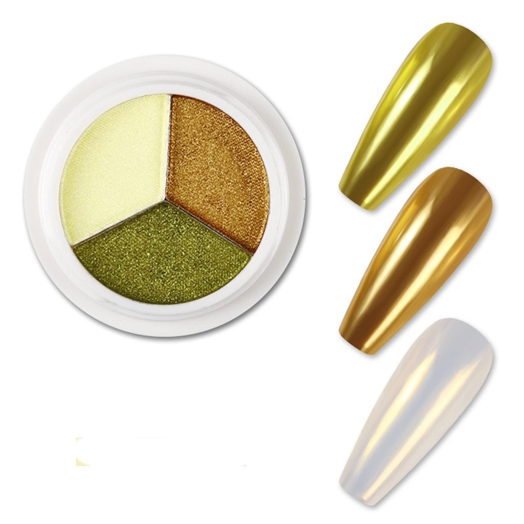 3 x Perlglanz - Chrome Pigment -  Nail Art Powder