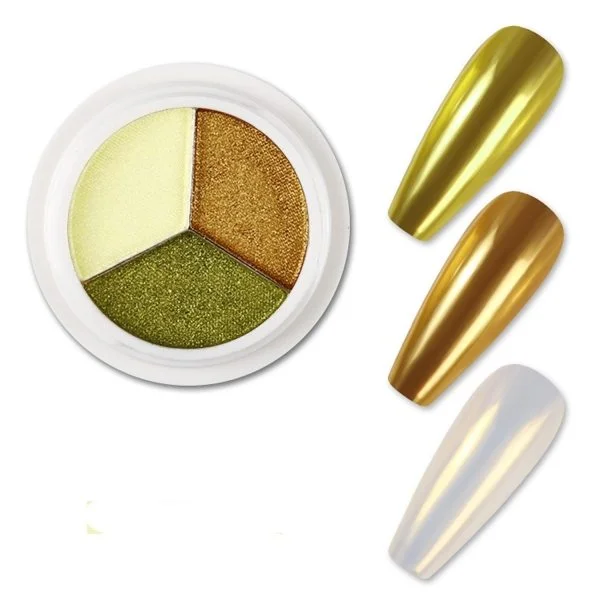 3 x Perlglanz - Chrome Pigment - Nail Art Powder