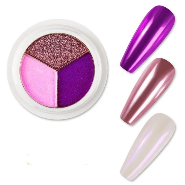 3 x Perlglanz - Chrome Pigment - Nail Art Powder