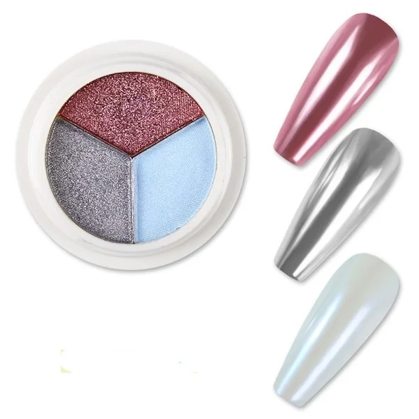 3 x Perlglanz - Chrome Pigment - Nail Art Powder