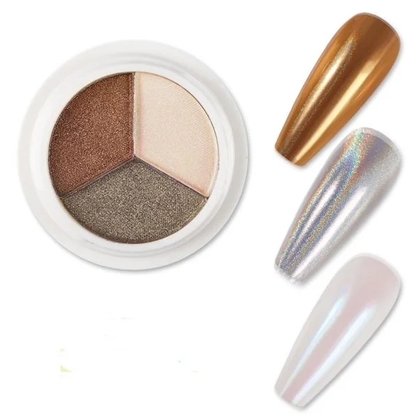 3 x Perlglanz - Chrome Pigment - Nail Art Powder