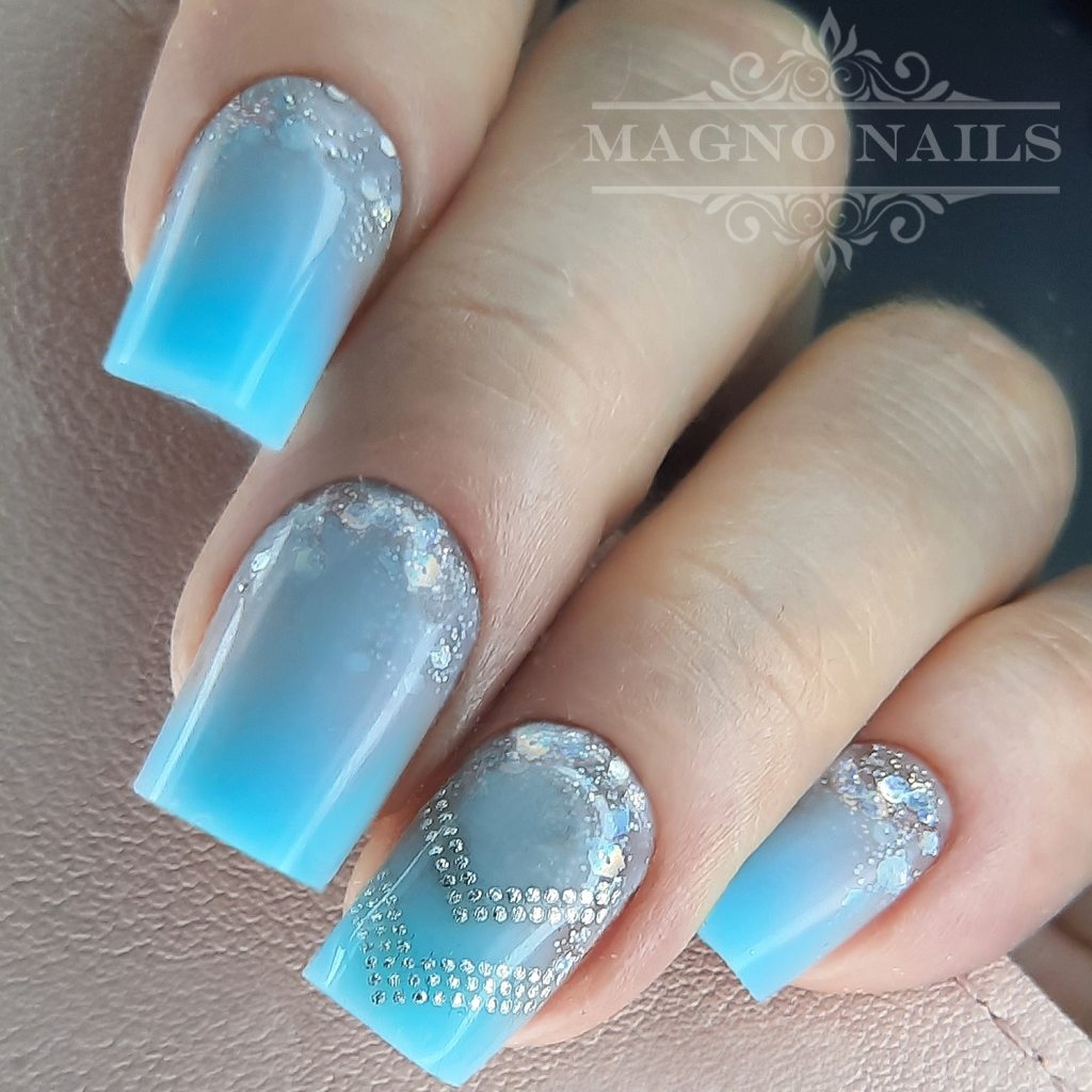 Pastel Blau Polygel Polyacryl Acrylgel Nägel kurz Schlicht Sommer
