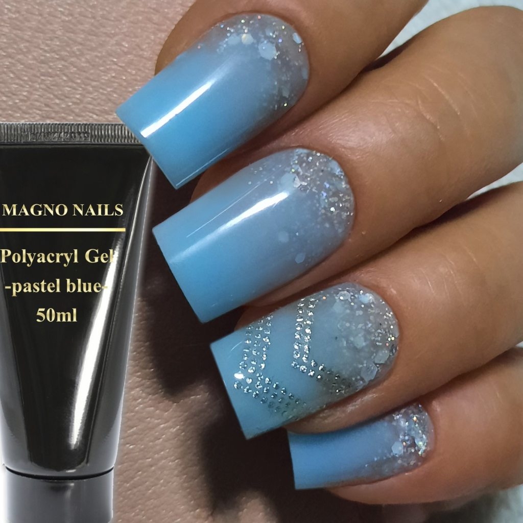 Pastel Blau Polygel Polyacryl Acrylgel Nägel kurz Schlicht Sommer