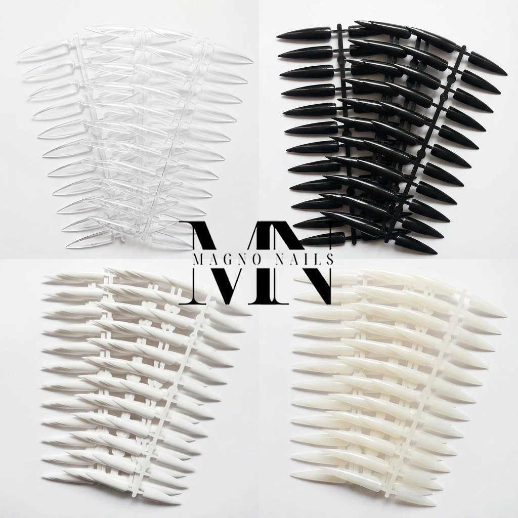 Präsentation Stiletto Tips mit 240 Tips weiß Nageldesign Nägel Nails Nagelstudio