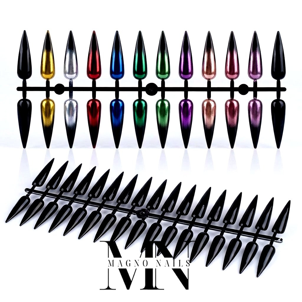 Präsentation Stiletto Tips mit 240 Tips schwarz Nageldesign Nägel Nails Nagelstudio - Color Chart schwarz