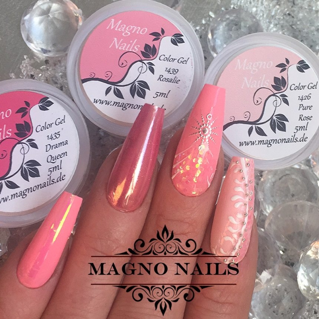 Naildesign Ideen - Sommer Pinke Nägel Rosa Chrom