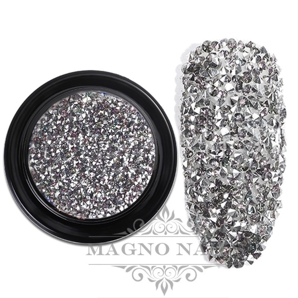3D Micro Glas Strasssteine - Silver rund Ministrasssteine Nailart Nail Art