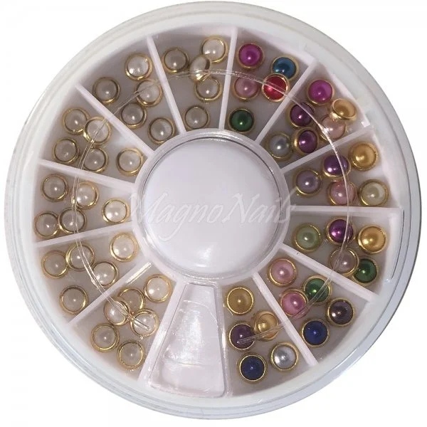 Einlegemotive - Halbperlen bunt in einer Rondell Nail Art Nails Nagel Nögel Nailart Einleger