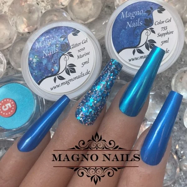 Chrome Nägel ideen mit Groben Glitter